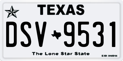 TX license plate DSV9531