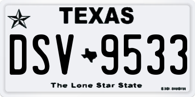 TX license plate DSV9533