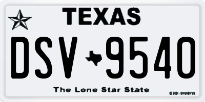 TX license plate DSV9540