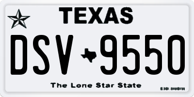 TX license plate DSV9550