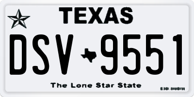 TX license plate DSV9551