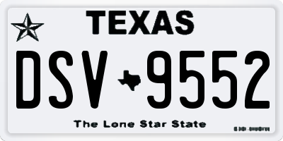 TX license plate DSV9552