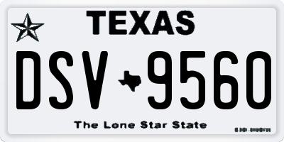 TX license plate DSV9560