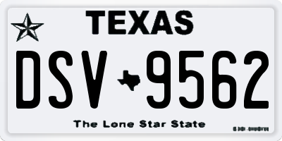 TX license plate DSV9562