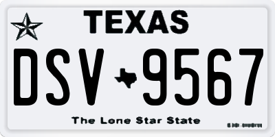 TX license plate DSV9567