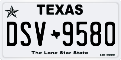 TX license plate DSV9580