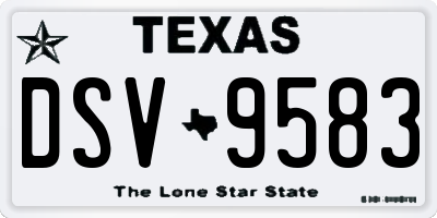 TX license plate DSV9583