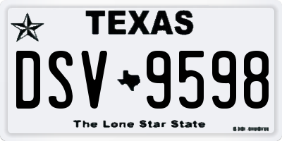 TX license plate DSV9598