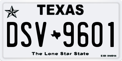 TX license plate DSV9601