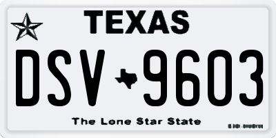 TX license plate DSV9603