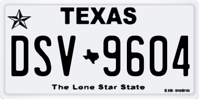 TX license plate DSV9604