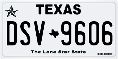 TX license plate DSV9606