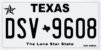 TX license plate DSV9608