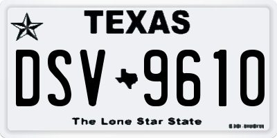 TX license plate DSV9610