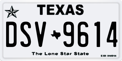 TX license plate DSV9614