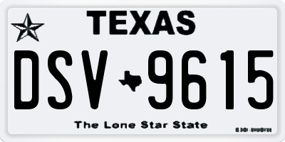 TX license plate DSV9615