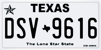 TX license plate DSV9616