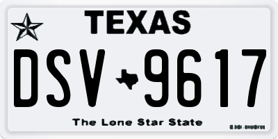 TX license plate DSV9617