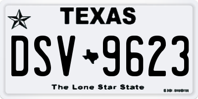 TX license plate DSV9623