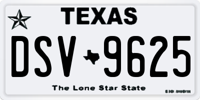 TX license plate DSV9625