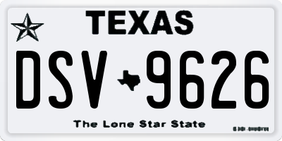 TX license plate DSV9626