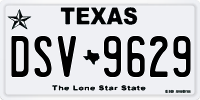 TX license plate DSV9629