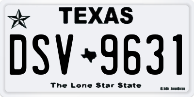 TX license plate DSV9631