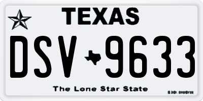 TX license plate DSV9633
