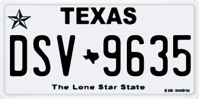 TX license plate DSV9635