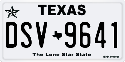 TX license plate DSV9641