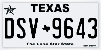 TX license plate DSV9643