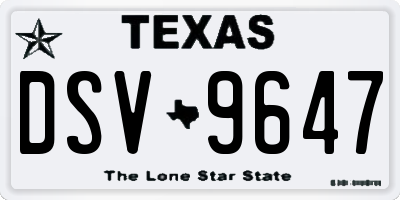 TX license plate DSV9647