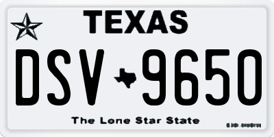 TX license plate DSV9650