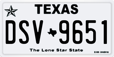 TX license plate DSV9651