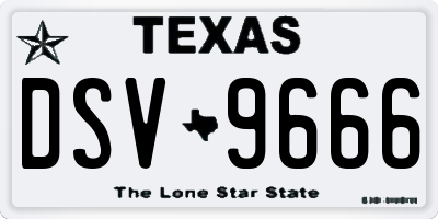 TX license plate DSV9666