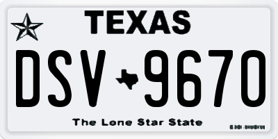 TX license plate DSV9670