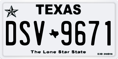 TX license plate DSV9671