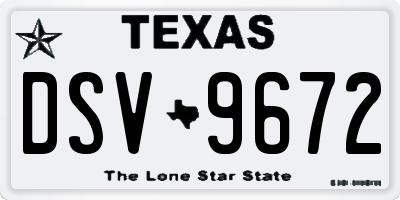 TX license plate DSV9672