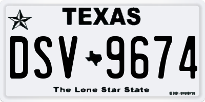 TX license plate DSV9674