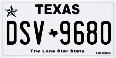 TX license plate DSV9680