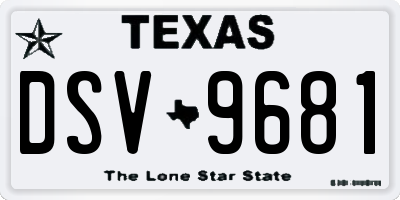TX license plate DSV9681