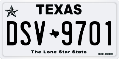 TX license plate DSV9701