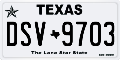 TX license plate DSV9703