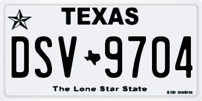 TX license plate DSV9704