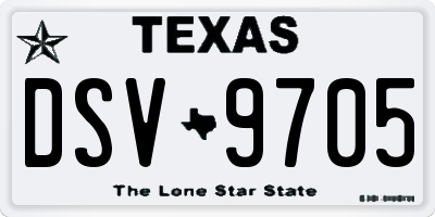 TX license plate DSV9705