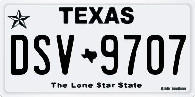 TX license plate DSV9707