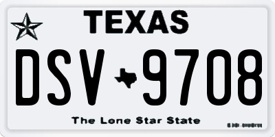 TX license plate DSV9708