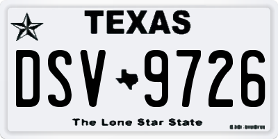 TX license plate DSV9726