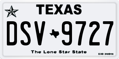 TX license plate DSV9727
