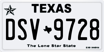 TX license plate DSV9728